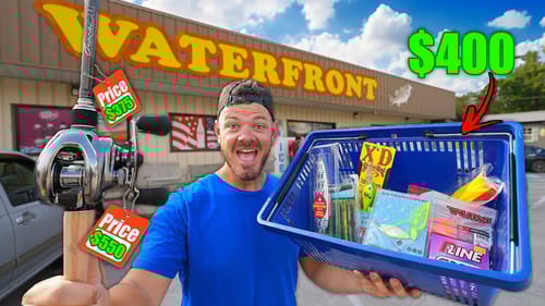 World's BIGGEST Fishing Gas Station Challenge! (NO BUDGET)