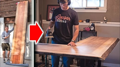 DIY Standing Desk with HUGE TIGER WOOD SLAB!