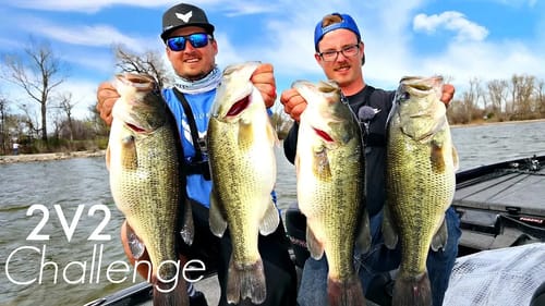UNFAIR 2V2 Bass Fishing Tournament vs. YouTubers!!! (MEGABAG)