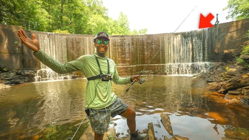 Fishing A Pond Waterfall Loaded With Fish