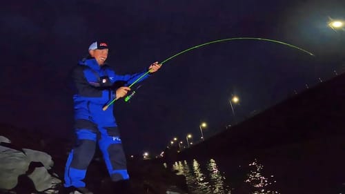 Catching SAUGER AT NIGHT Below The Dam Fishing From The BANK!