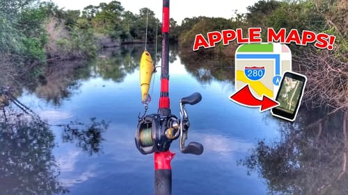 Found JUICY Pond in THICK Woods w/ APPLE MAPS! (GIANT BASS)