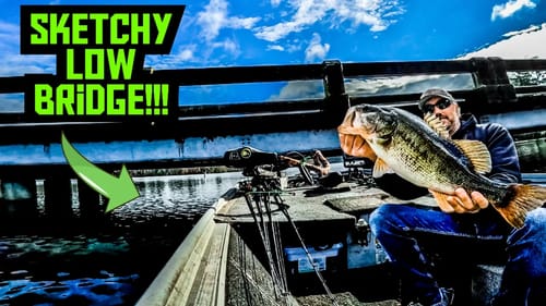 BIG BASS Live UNDER THIS Ultra Low BRIDGE....I Barely Made It!!!