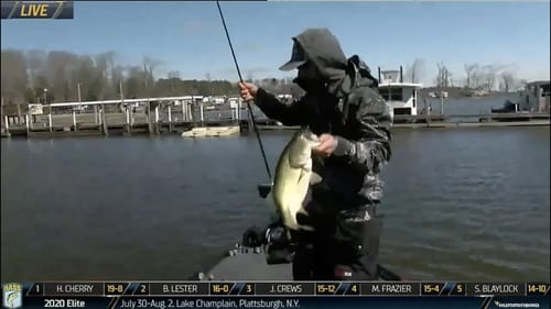 John Crews cracks one on Day 1 of the Bassmaster Classic