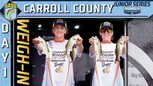Weigh-in: Day 1 of 2022 Bassmaster Junior Series Championship at Carroll County Recreational Lake