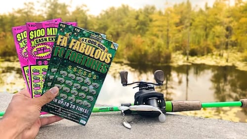 LOTTERY TICKET Fishing Challenge!!! (Dad vs Son)