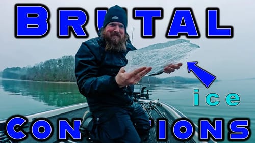 Fishing A Frozen Lake!! Rain, Ice, And Bass Fishing!!