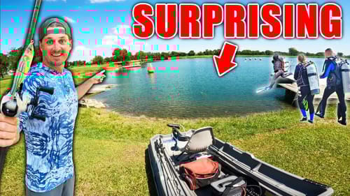 MINI BOAT Fishing a Scuba Diving Pond!! (Crystal Clear Water)