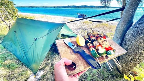 SOLO CAMPING - Mangrove and Beach Fishing For Food - Catch And Cook