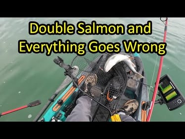 Double Salmon Hookup and Everything Goes Wrong (Kayak Fishing)