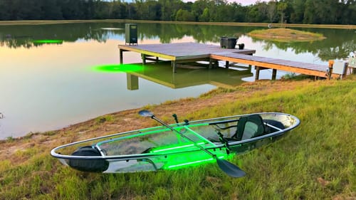 Exploring the 5 Acre Pond in a Glass Bottom Kayak! (Glow Lights)