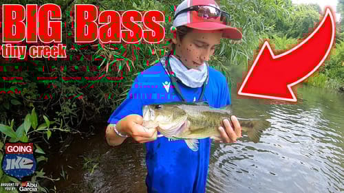 BIG Bass in a tiny creek! (Exploring skinny water for BIG fish!)