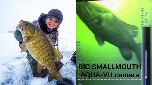 SoDak ICE fishing Smallmouth bass underwater camera