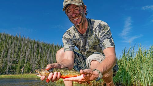 My First Brook Trout! Fishing Remote Mountain Lake