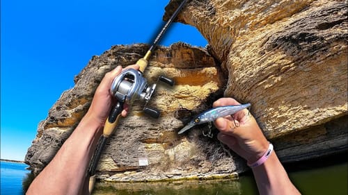 Fishing a MASSIVE Canyon Cliff Lake For Spring Bass!