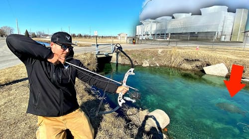 BOWFISHING a POWER PLANT Discharge Canal!! (Crystal Clear Water)