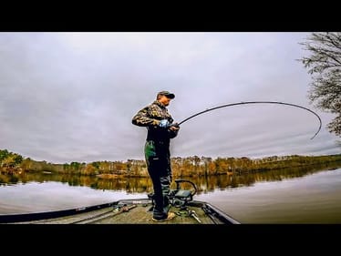 POWER FISHING a SHALLOW LAKE For WINTER BASS!! || Winter Bass Fishing