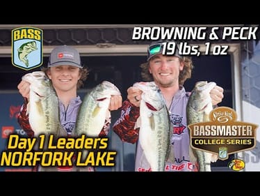 Drury University (Browning + Peck) leads Day 1 of College Series at Norfork Lake with 19 lbs, 1 oz