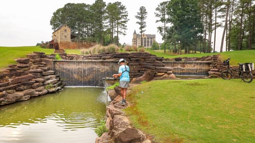 Micro Fishing LOADED Golf Course Waterfall w/ An Antique eBay Fishing Fishing Kit