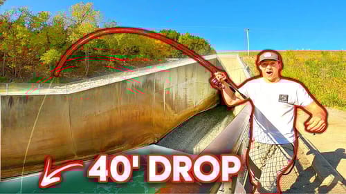 He Hooked the SPILLWAY MONSTER 40' Above the Water!!! (Insane Catch)