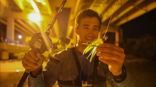 Night Fishing Bridges and Lights Looking for Big Fish