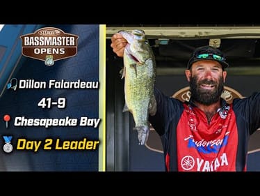 Bassmaster OPEN: Dillon Falardeau leads Day 2 at the Upper Chesapeake Bay with 41 pounds, 9 ounces