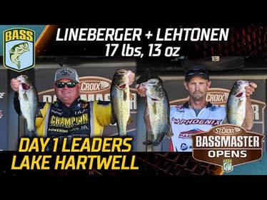 Shane Lineberger and Derek Lehtonen lead Day 1 of Bassmaster Open at Lake Hartwell (17 lbs, 13 oz)