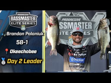 Brandon Palaniuk leads Day 2 of 2025 Bassmaster Elite at Lake Okeechobee with 58 pounds, 1 ounce