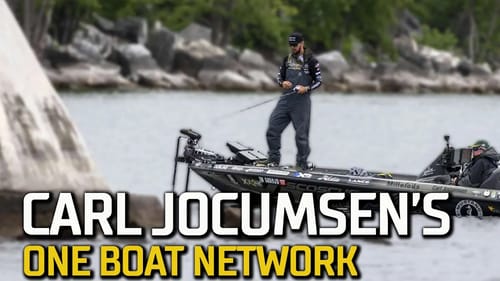 Carl Jocumsen utilizing every inch of his bass boat at the St. Lawrence