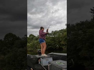 Wife Catches a Bass!!! #shorts