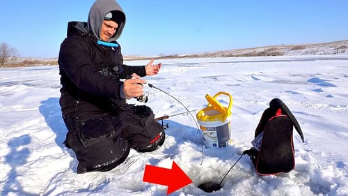 ICE FISHING a Farm Pond with HUGE Potential!!!