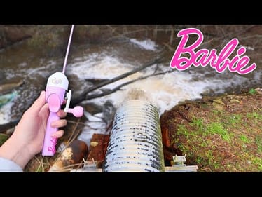 BARBIE Rod Fishing A DANGEROUS Spillway!