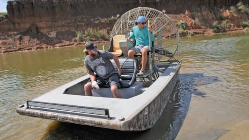 BIG CATFISH Takes Jug Line Down River - AIRBOAT Rundown
