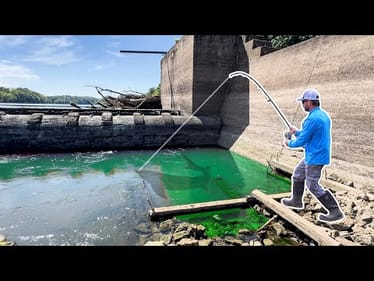 A BIG FISH was Living in This ABANDONED CONCRETE PIT!!!