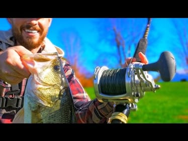 Bass Fishing with a GIANT REEL Challenge!!!